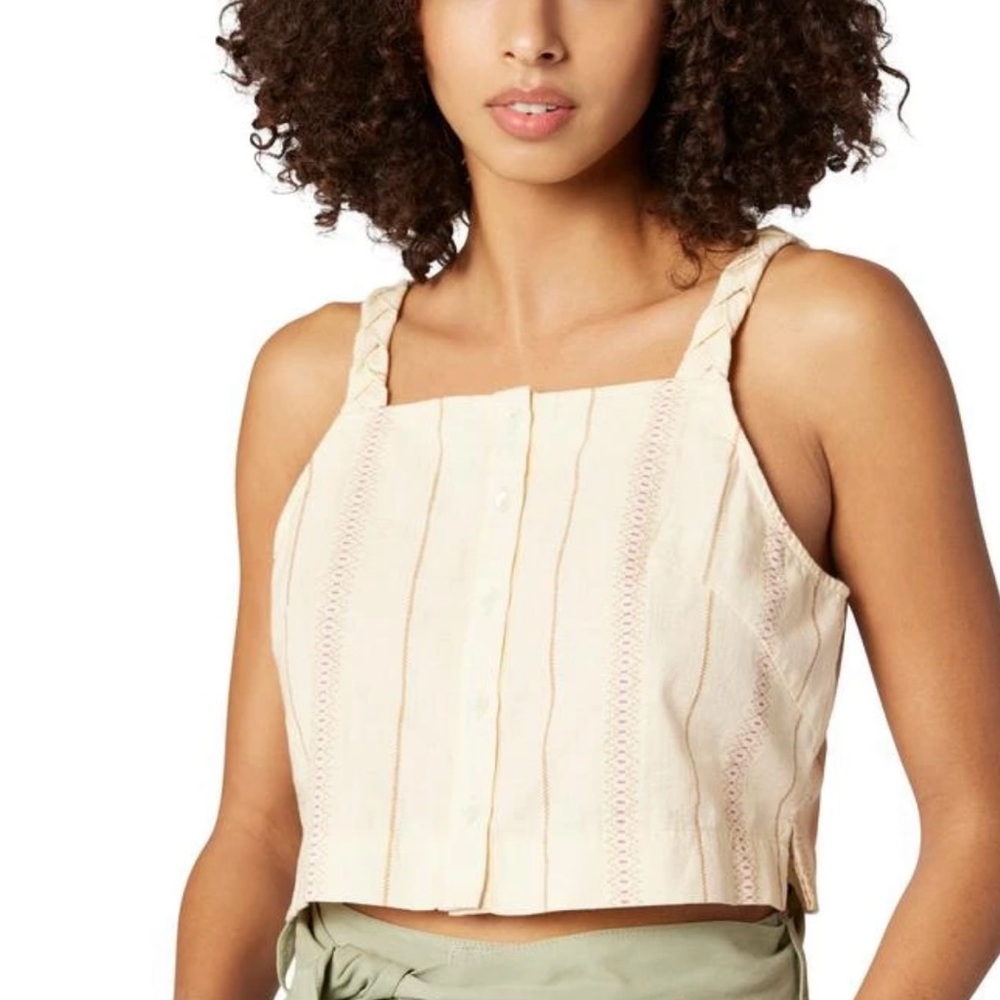 Joie Cream Buttoned Crop Tank Top
